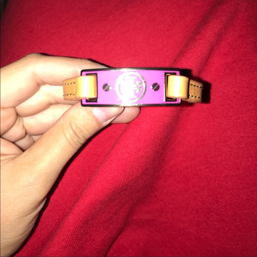 Tory Burch Hot Pink /Light Brown leather bracelet